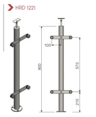 Poste con 4 brazos de solera HRD 1221 INTERMEDIO — plano CAD