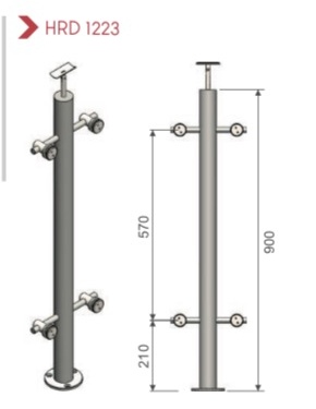 Poste con 2 brazos ajustables HRD 1223 INICIO — plano CAD