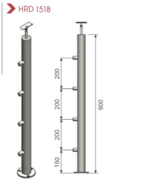 Poste lateral con 4 pines HRD 1518 IZQ / DER 4 PINES — plano CAD