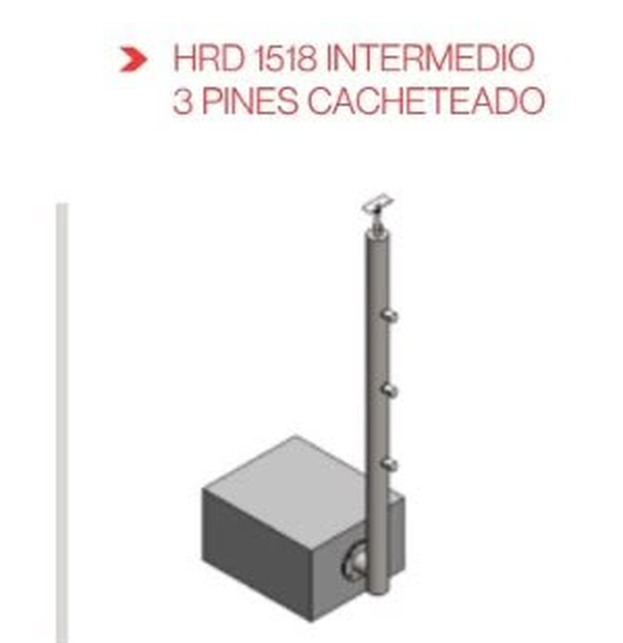 Poste cacheteado intermedio con 3 pines HRD 1518 INTERMEDIO 3 PINES CACHETEADO — plano CAD