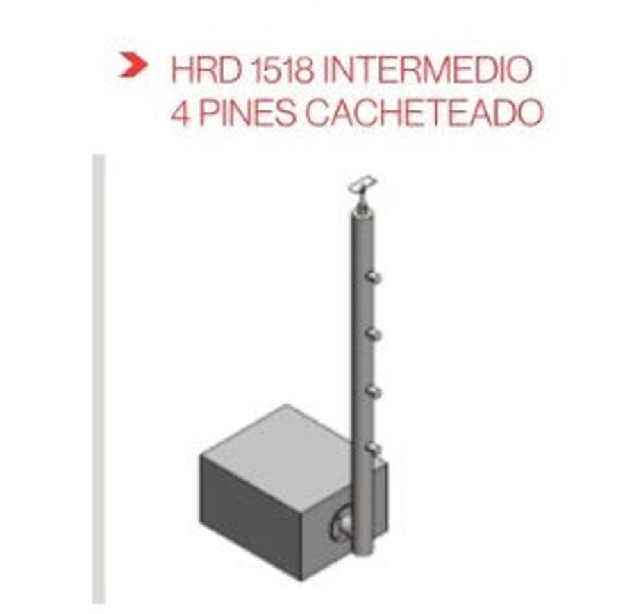 Poste cacheteado intermedio con 4 pines HRD 1518 INTERMEDIO 4 PINES CACHETEADO — plano CAD