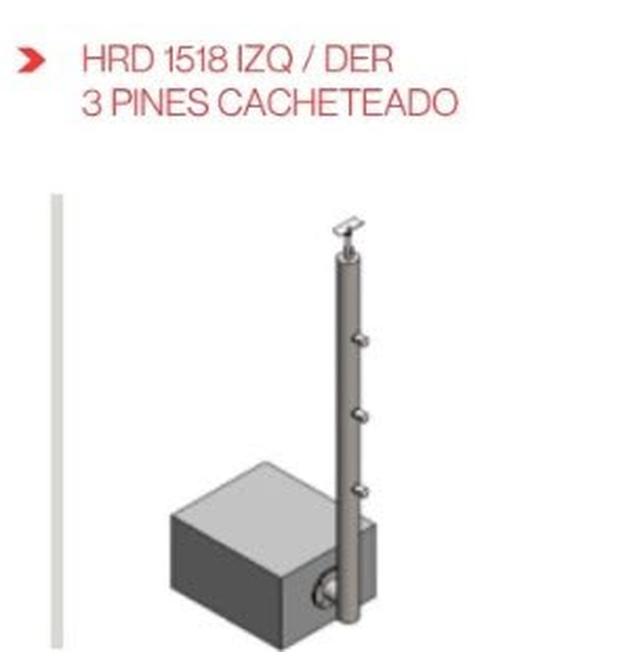 Poste cacheteado lateral con 3 pines HRD 1518 IZQ / DER 3 PINES CACHETEADO — plano CAD