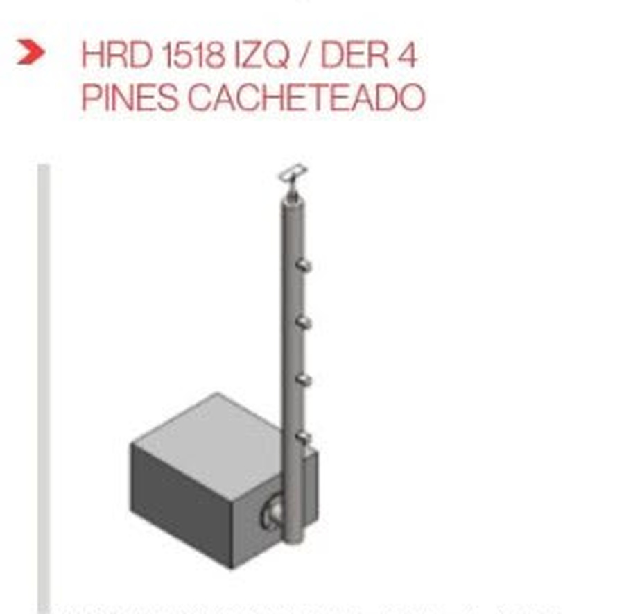 Poste cacheteado lateral con 4 pines HRD 1518 IZQ / DER 4 PINES CACHETEADO — plano CAD