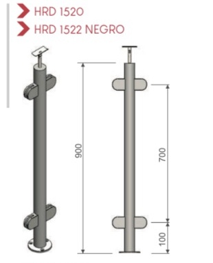 Poste con 4 clips Zamak HRD 1520 INTERMEDIO — plano CAD