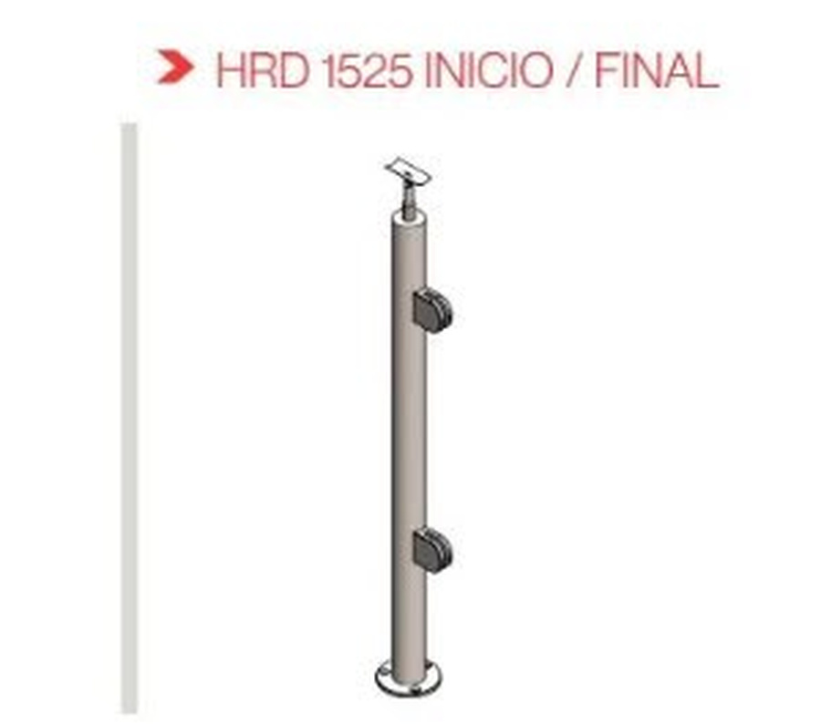Poste con 2 clips inox HRD 1525 INICIO / FINAL — plano CAD