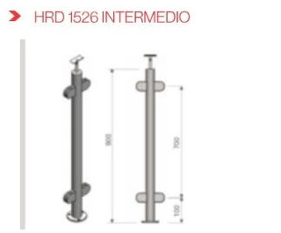 Poste con 4 clips inox HRD 1526 INTERMEDIO — plano CAD