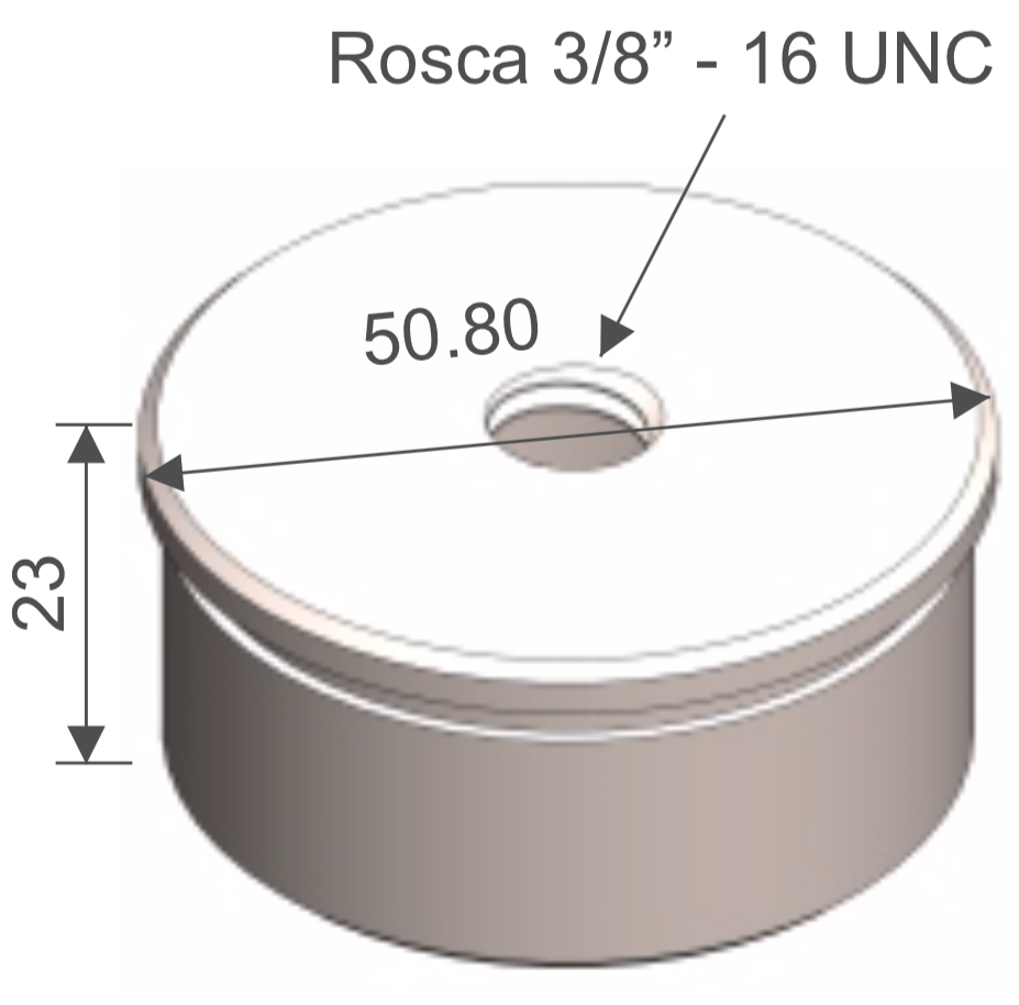 Tapon 2" para tubo roscada 3/8" HRD 1403 — vista técnica