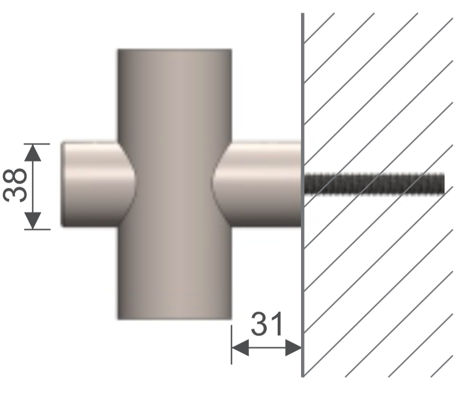 Conector para tubo barandal cacheteado HRD 1312 — vista técnica