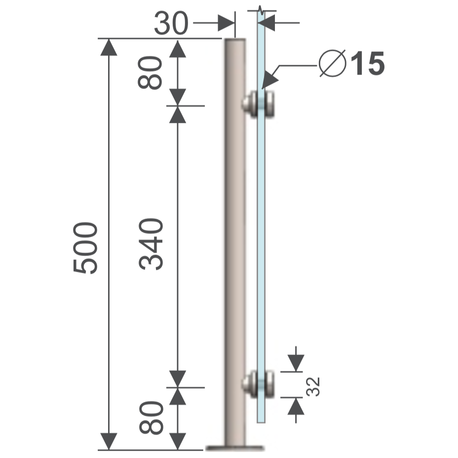 Mini Poste Sólido 50 HRD 1202 — vista técnica