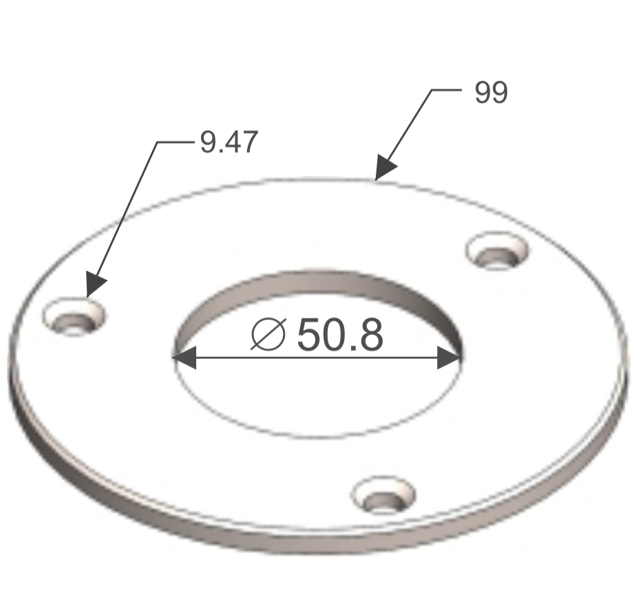 Brida para tubo de 2" HRD 1409 — vista técnica
