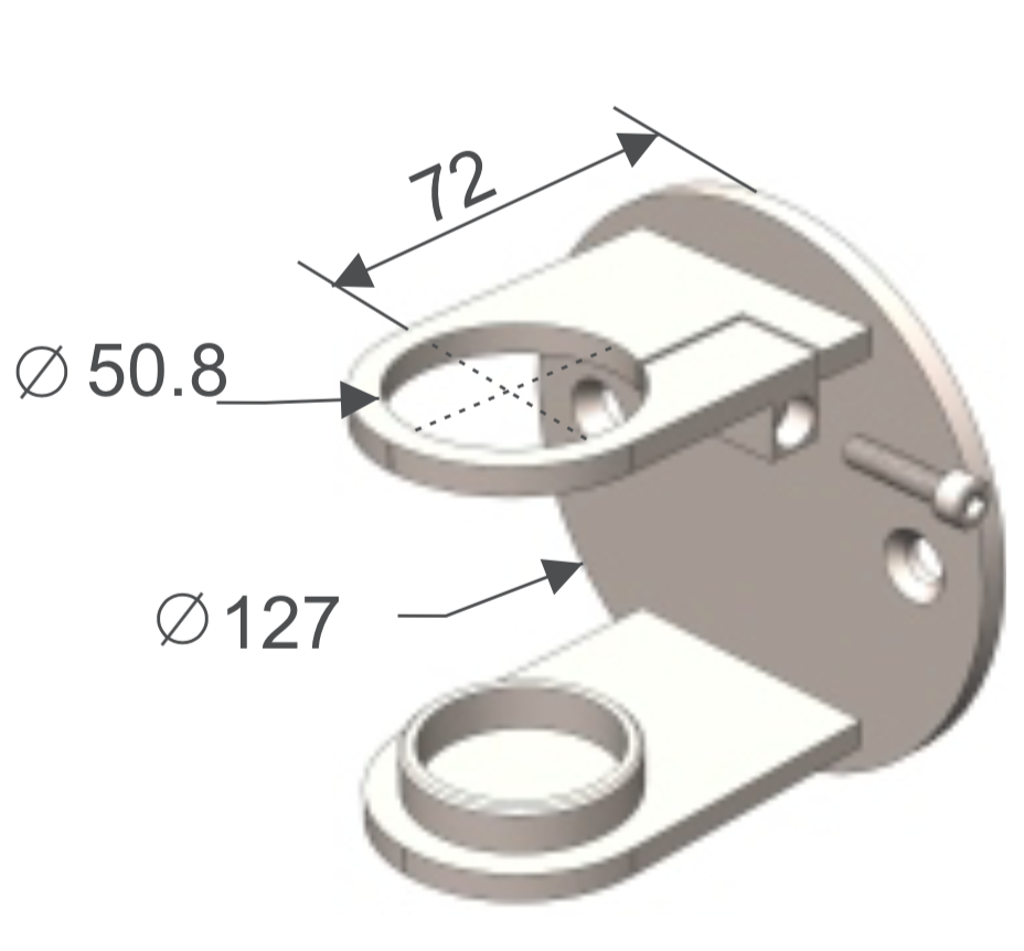 Soporte para poste HRD 1216 — vista técnica