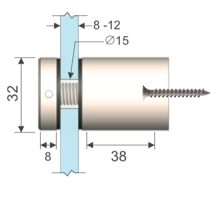 Conector hueco 32 x 38 para pija del #10 HRD 1313 — vista técnica
